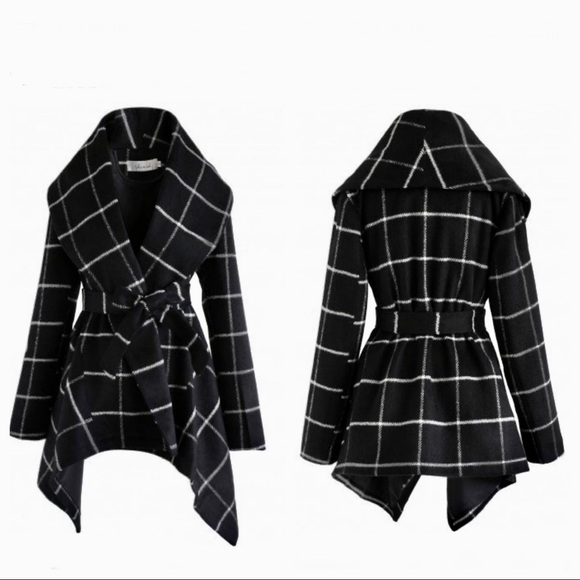 Chicwish Jackets & Blazers - Chicwish Wool Coat Black & White Grid